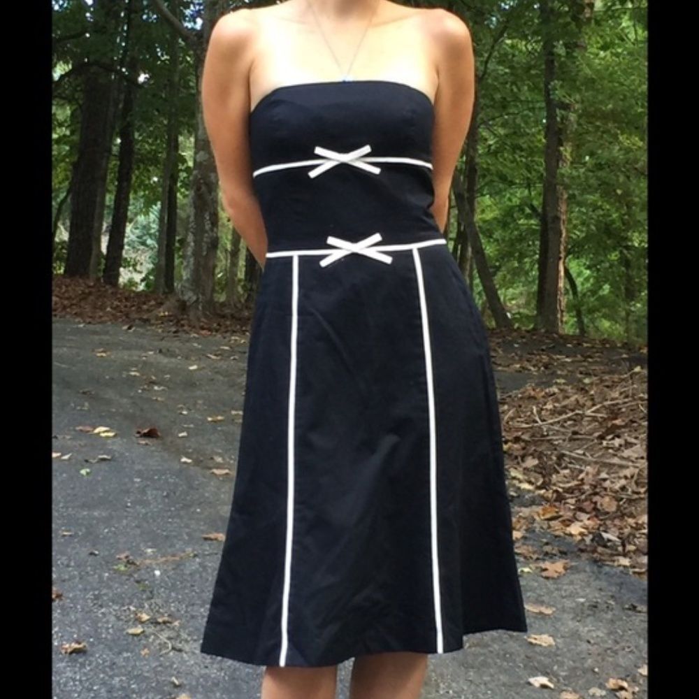 Ann Taylor Cotton Strapless Dress Ribbon 2P Bows